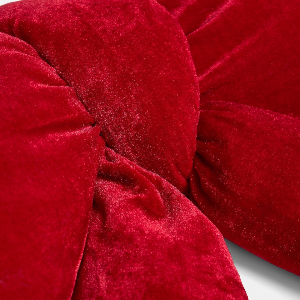 image 1 of OHS Soft Velvet Bow Shaped Cushion Pillow | Red