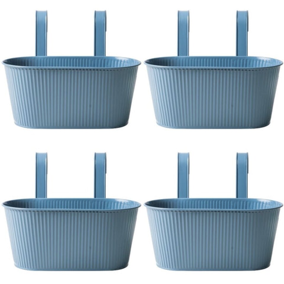 FabFinds Over Fence Ribbed Planter Blue 26.5cm 4 Pack