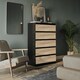 image 2 of Minimalist Chest of 5 Drawers 108.5x70x35 | Black | Black & Oak | 1