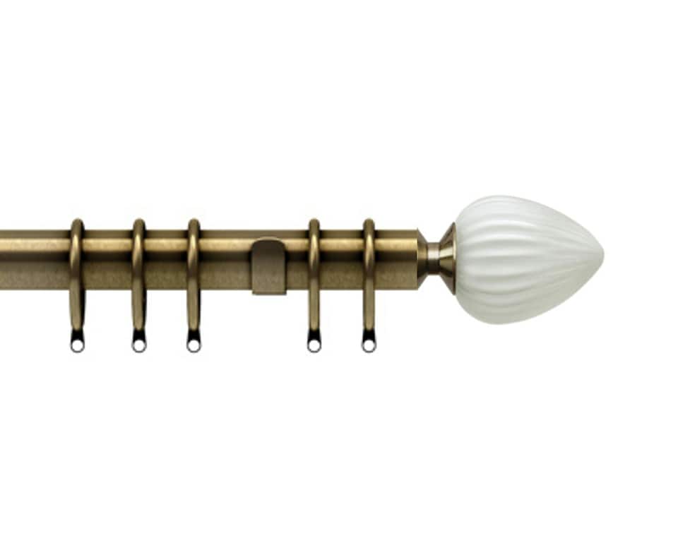 image 1 of 25-28mm Realm End Antique Brass Metal Curtain Pole Set 120 - 210cm | Bronze | Bronze