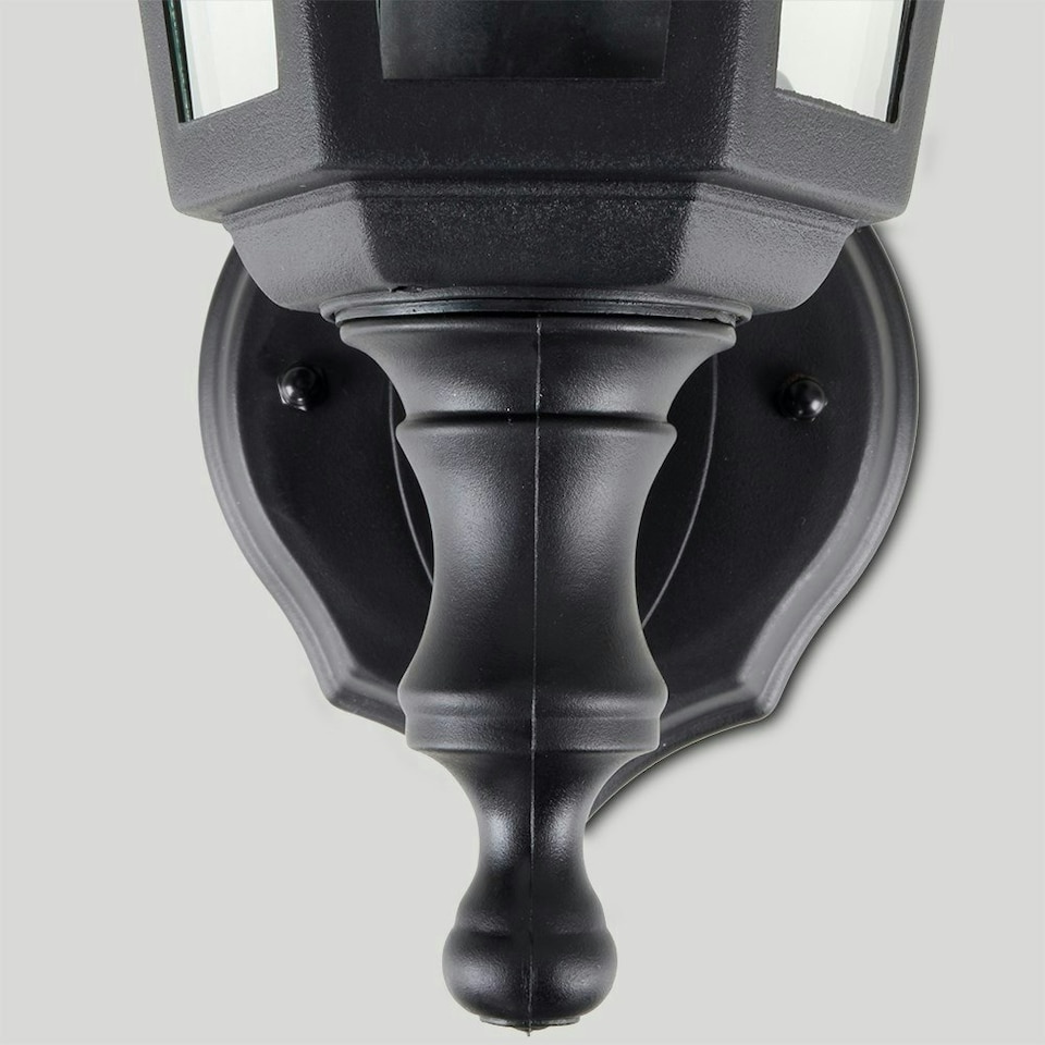 image 1 of ValueLights Pair Of Traditional Style Black Outdoor Security IP44 Rated Wall Light Lanterns