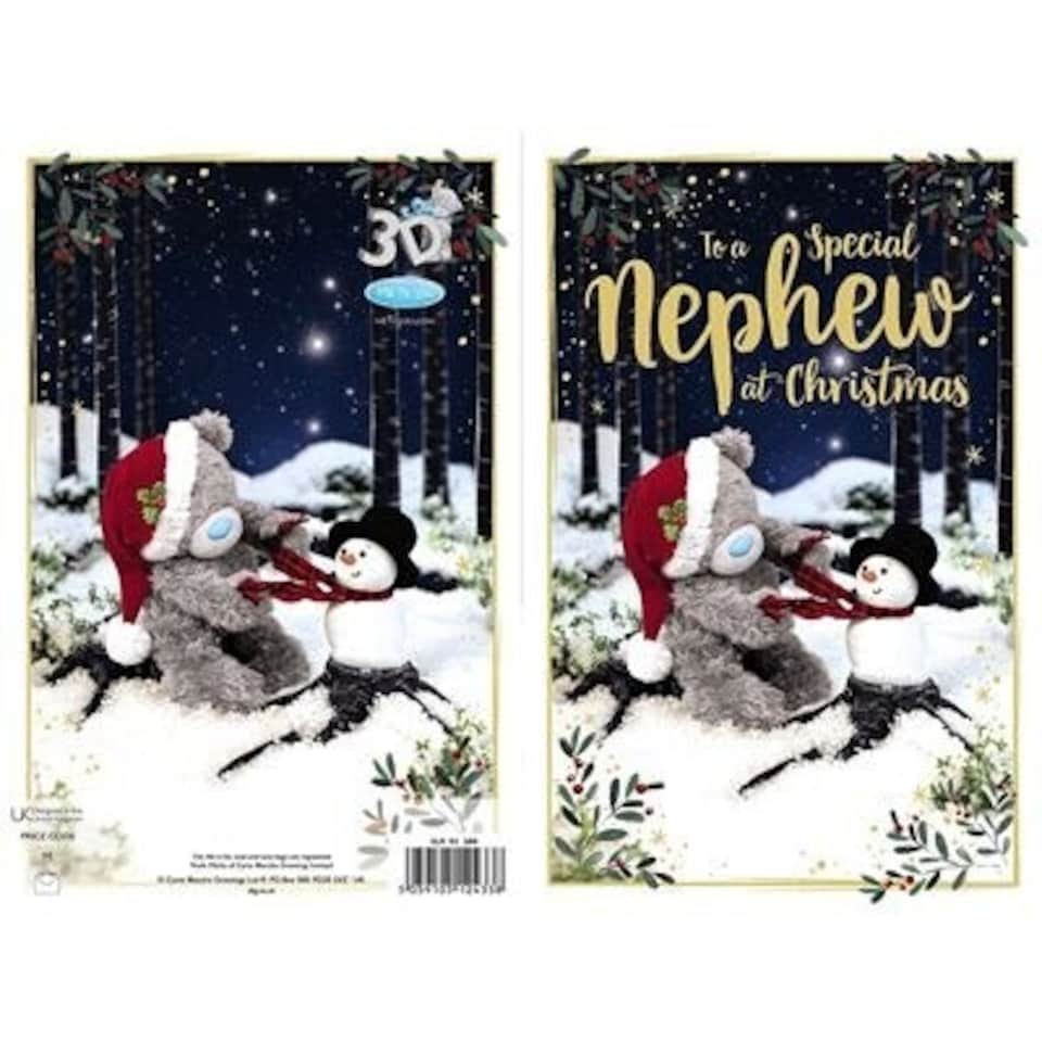 image 1 of Bear With Snowman 3D Holographic Nephew Christmas Card
