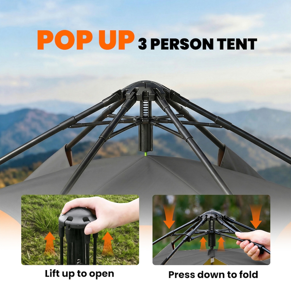 image 1 of Outsunny Double Layer Pop Up Tent with Rainfly, Portable Camping Shelter | Multi