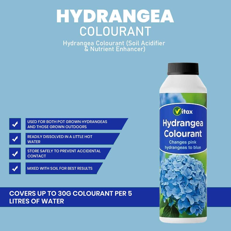 image 1 of Vitax Hydrangea Colourant 250g Pack of 2 Turns Pink Flowers Blue & Mauve Enhances Blooms and Plant Health