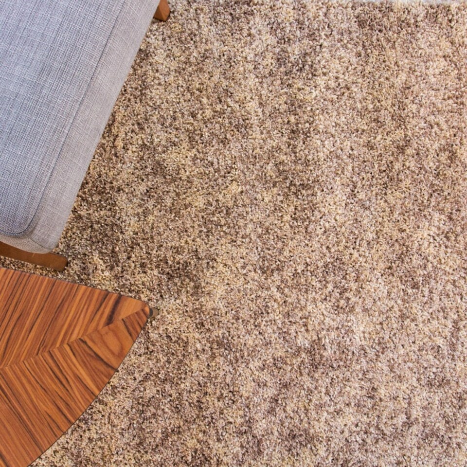 image 1 of KUKOON Beige Taupe Mottled Shaggy Living Room Area Rug 120cm x 170cm