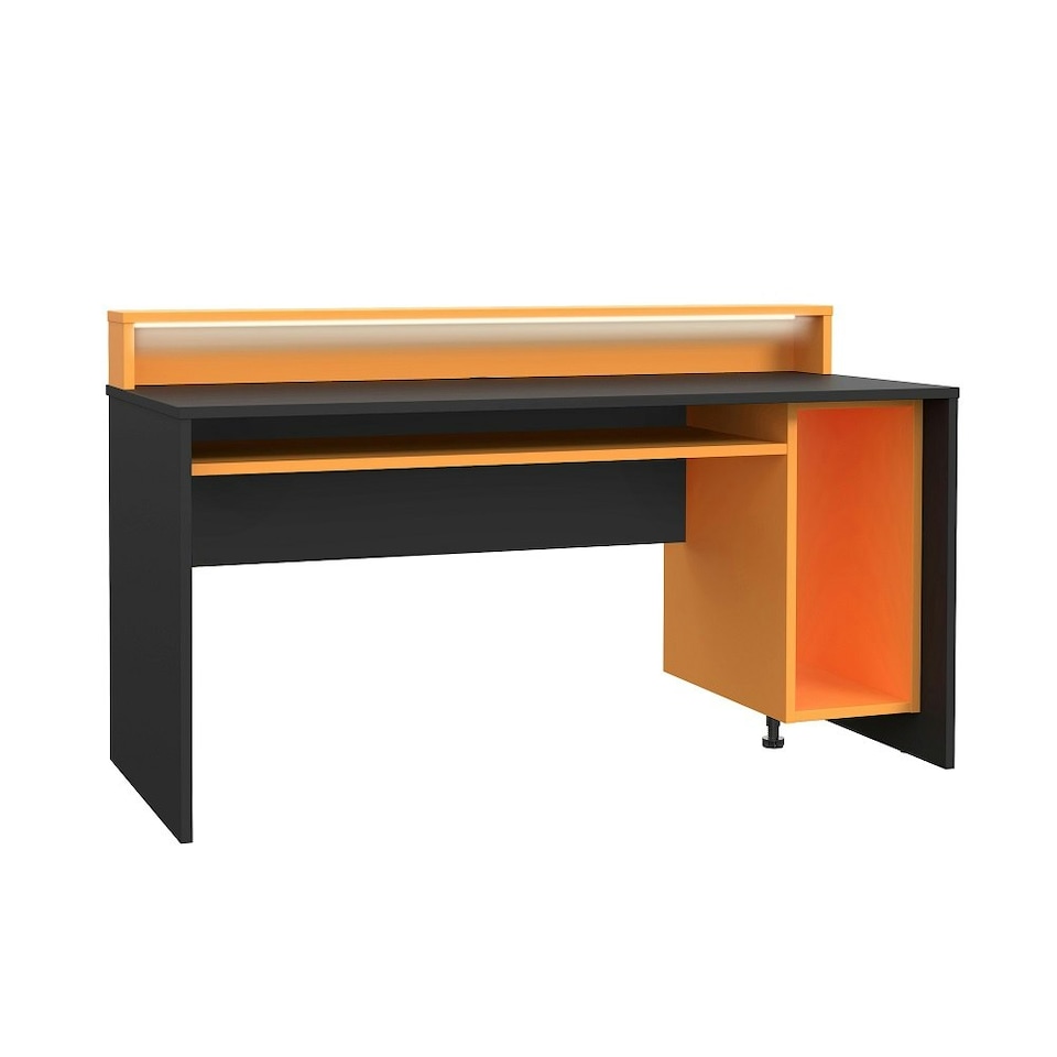 image 1 of Tezaur 160 Orange Computer PC Gaming Desk With Colour Changing LED Lights Orange