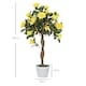 image 5 of Outsunny Set of 2 90cm3FT Artificial Rose Tree, Fake Decorative Plant with Pot, UV-Resistant FauTree for Outdoor Indoor Home Office Decor, Yellow