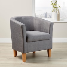 Fabric Tub Chair Colour Range Wooden Legs Armchair Living Room Modern Office | Grey