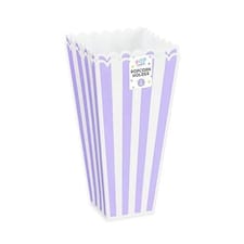 Pastel Lilac Stripes Reusable Plastic Popcorn Holder - Pack of 2
