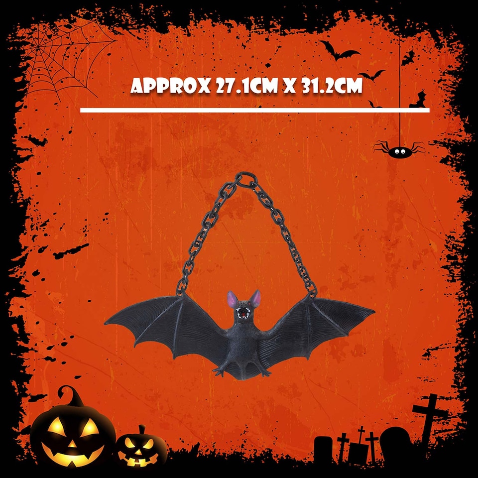 image 1 of PMS Hanging Bat Decoration for Halloween Party, Black