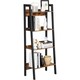 image 8 of 4-Tier Slim Ladder Shelf Vertical Bookcase Storage Unit for Home Office, Rustic Brown and Ink Black