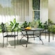 image 8 of Outsunny 2 PCs Stackable Outdoor Garden Chairs with Metal Slatted Design, Black
