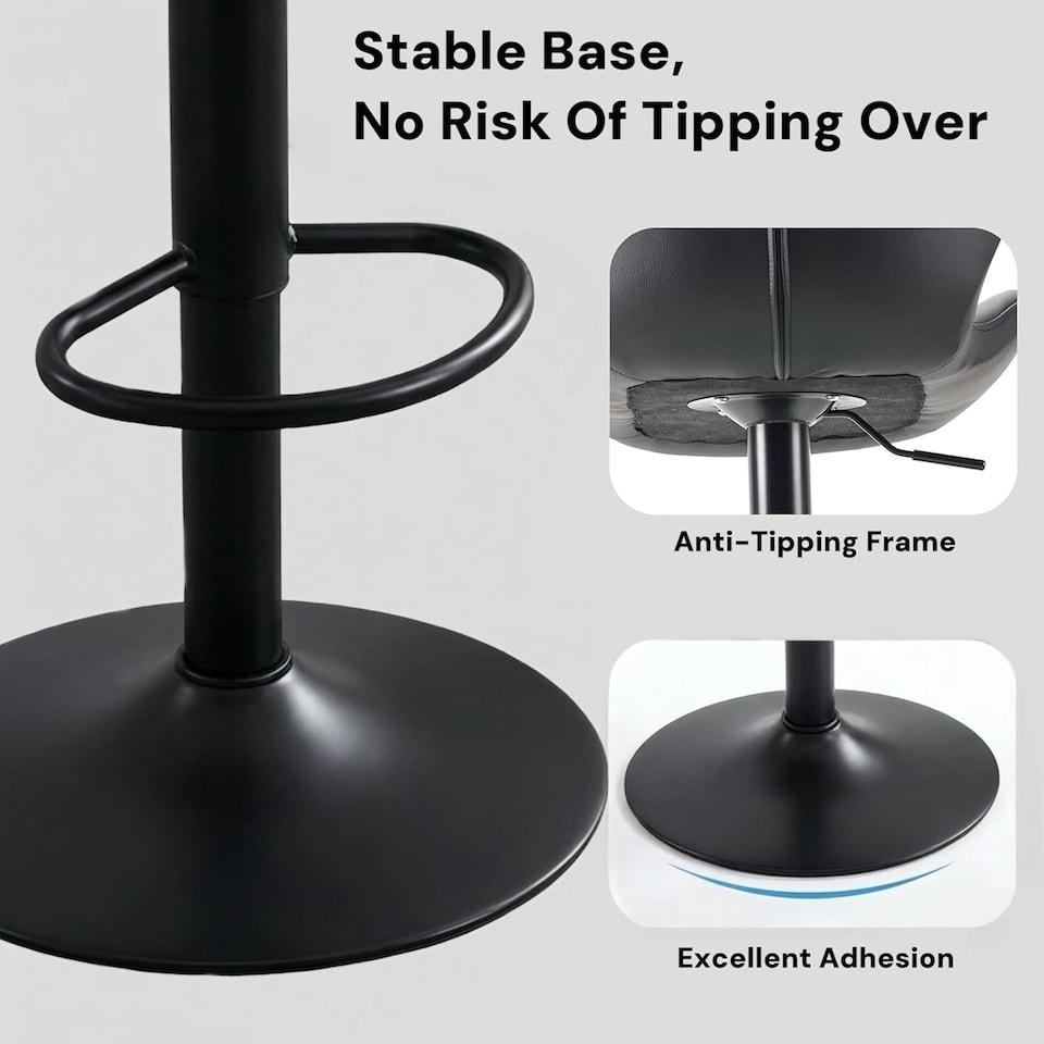 image 1 of Alivio Adjustable Swivel Bar Stool with Backrest & Footrest (Set of 2, Black)