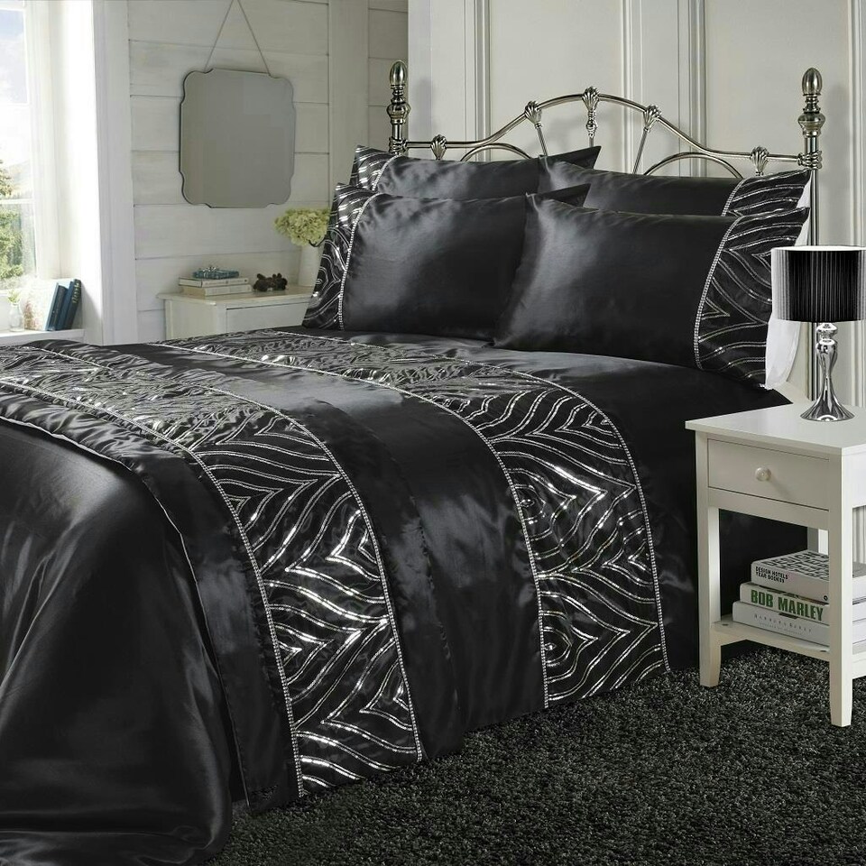 Shimmer Duvet Cover Set - King - Black