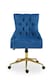 image 1 of Interiors by Premier Luxury Blue Velvet Home Office Chair, Comfortable Blue Office Desk Chair with Gold Base, Modern Chair