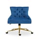 image 1 of Interiors by Premier Luxury Blue Velvet Home Office Chair, Comfortable Blue Office Desk Chair with Gold Base, Modern Chair