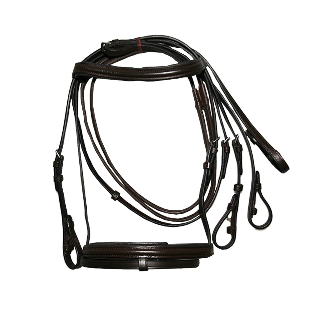 Hy Padded Cavesson Bridle with Rubber Grip Reins - Brown - X-Small