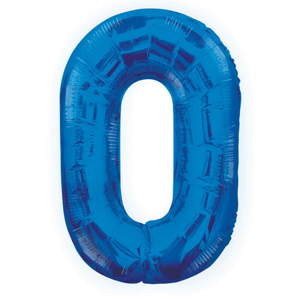 image 1 of Unique Party 34 Inch Blue Glitz Number Balloon (0-9) - Blue - 4
