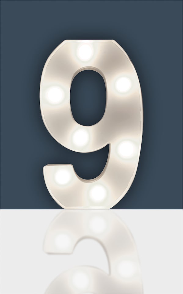 image 1 of St Helens Battery Operated 3D LED Number 9 Light