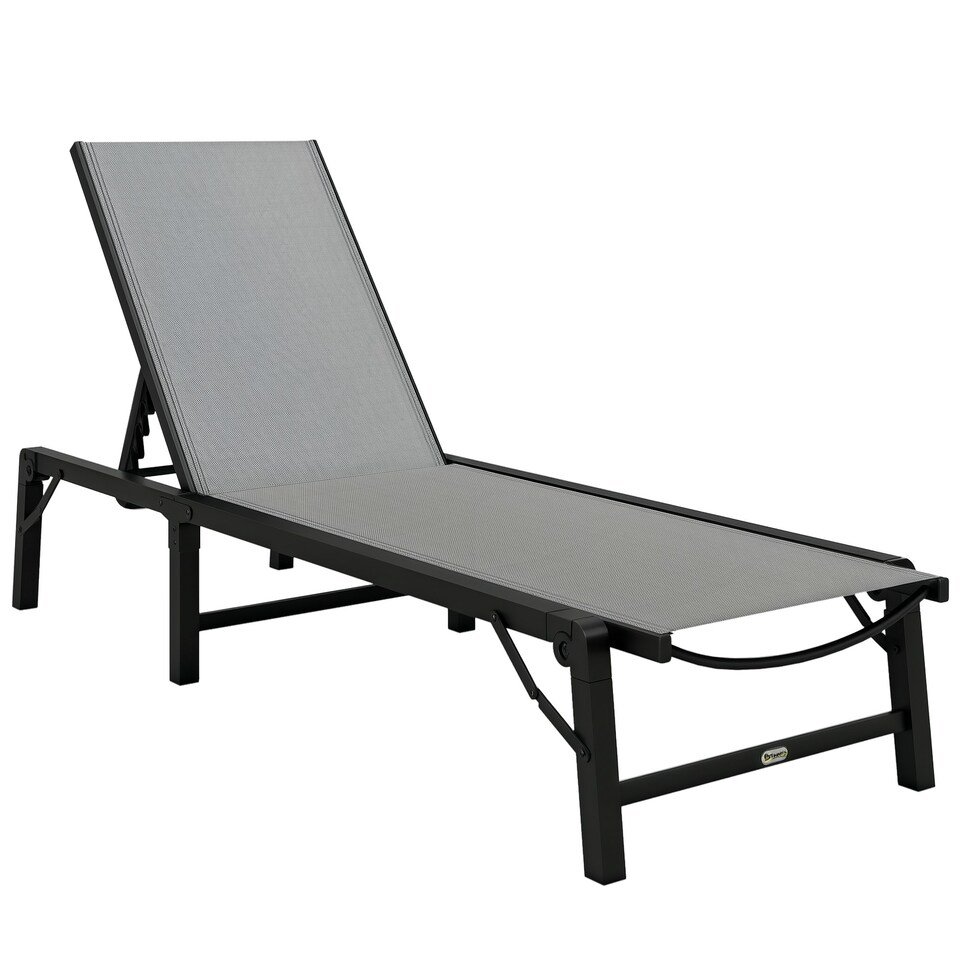image 1 of Outsunny Folding Sun Lounger Set of 2, 5-Position Reclining Sun Bed 