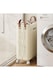 image 2 of Living and Home Foldable Laundry Basket with Wheels, M | Cream | M
