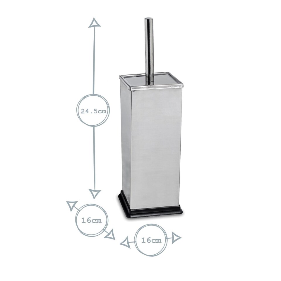 image 1 of Harbour Housewares Square Toilet Brush - Chrome | Silver | Silver