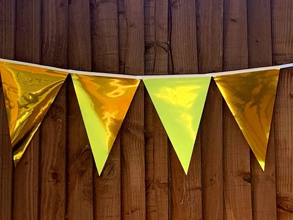 image 1 of Metallic Gold Party Bunting 10m with 20 Pennants