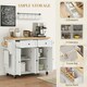 image 5 of HOMCOM Rolling Kitchen Island Cart with Rubber Wood Top, Spices Cream White