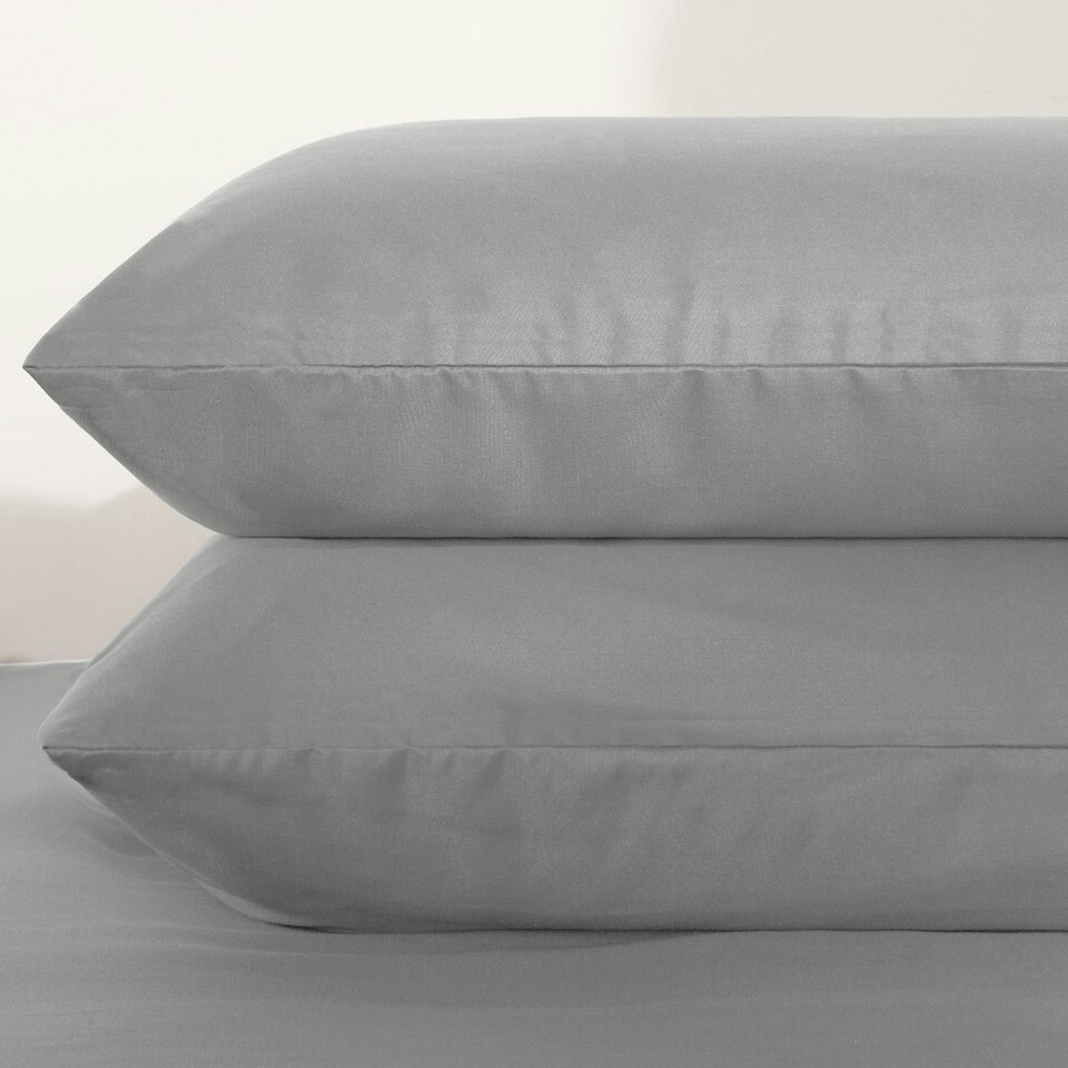 image 1 of OHS Soft Microfibre Plain Duvet Cover and Pillowcase Set, Single - Grey