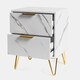 image 6 of OHS Marble Effect Nightstand Bedside Table End Side Cabinet