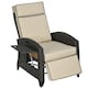 image 1 of Outsunny Garden Recliner w/ Cushion, Reclining Rattan Chair, Khaki/Brown