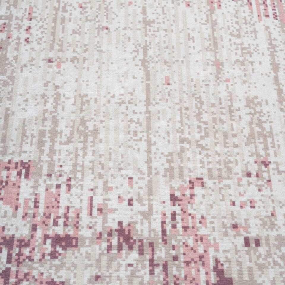image 1 of KUKOON Washable & Non Slip Pink Abstract Living Room Area Rug 80cm x 150cm