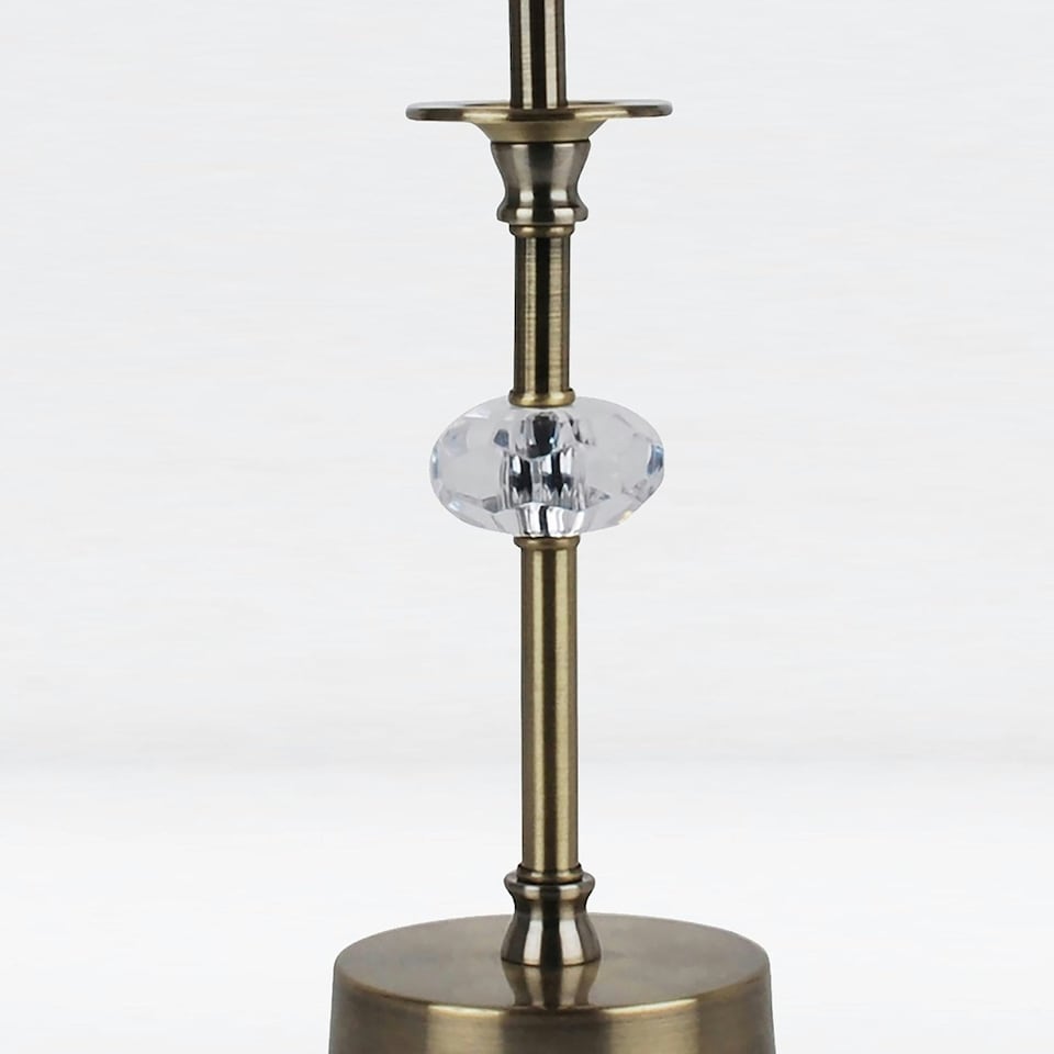 image 1 of Antique Brass Table Lamp with Facet Detail and Royal Blue Shade Bronze | Blue