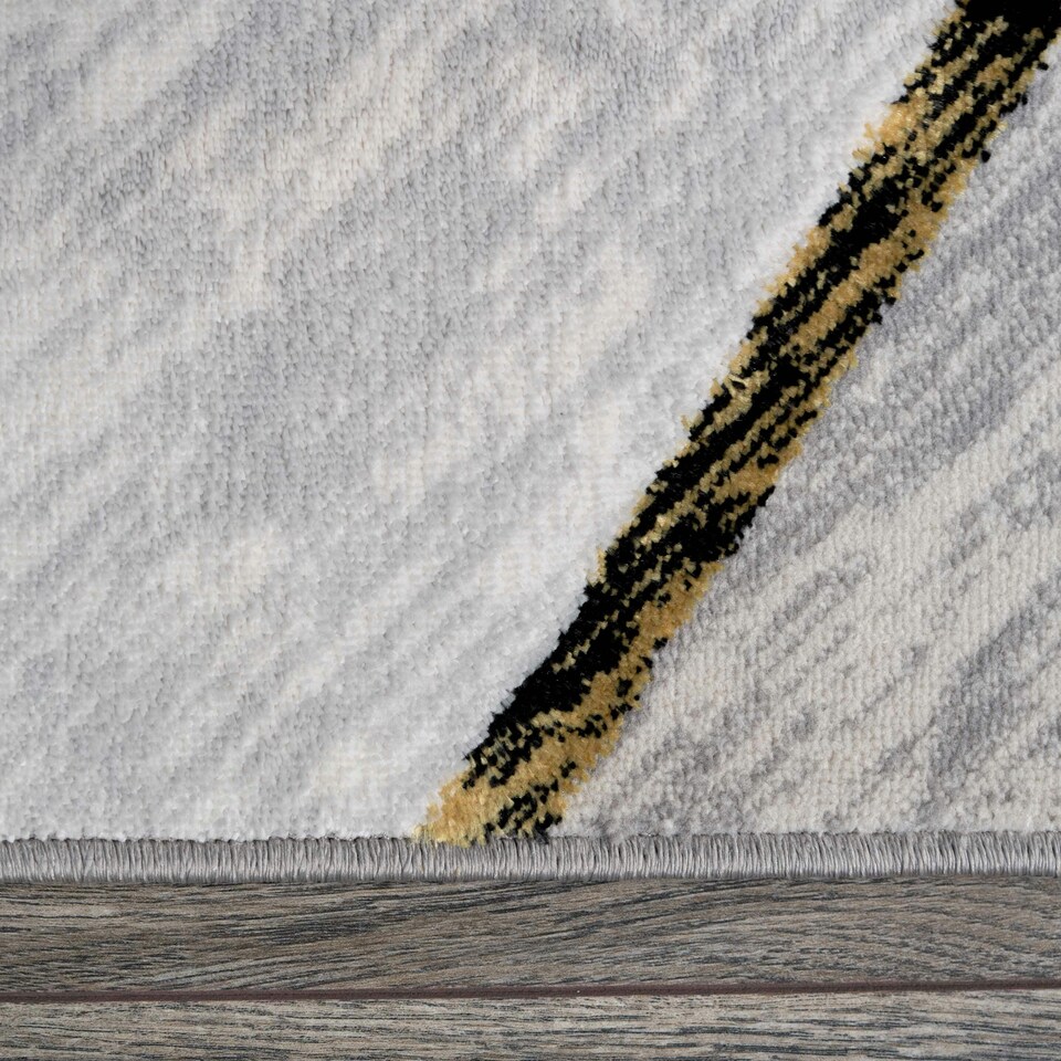 image 1 of KUKOON Grey Gold Abstract Marble Modern Living Room Area Rug 80cm x 150cm