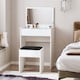 image 8 of HOMCOM Dressing Table with Mirror and Stool, Vanity Makeup Table with Flip Up Mirror, Vanity Desk with Storage Unit and Padded Seat, White
