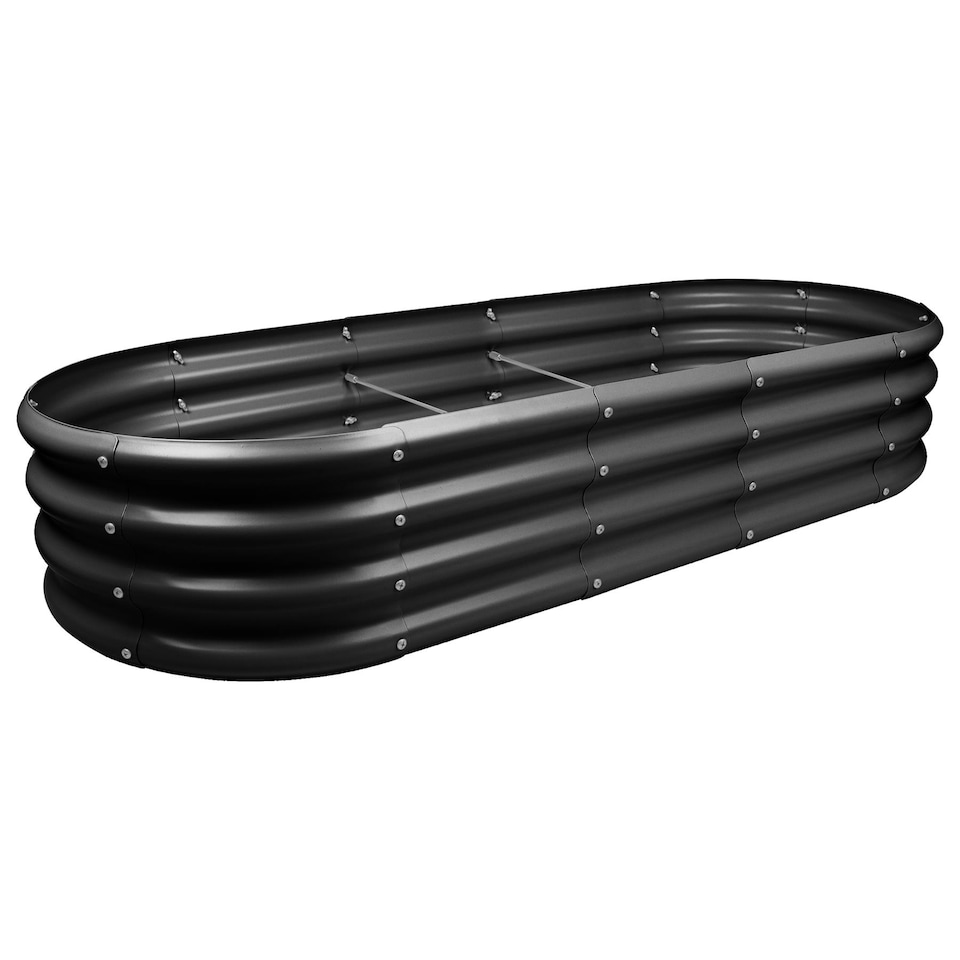 image 1 of Harbour Housewares Rounded Galvanised Steel Raised Garden Bed - 180cm x 90cm - Anthracite | Black | Anthracite