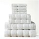 image 2 of VELVETIO 8 Piece Towel Bale Set Boston Shiny Stripe Pattern - 100% Cotton, 450 GSM Green | Duck Egg