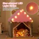 image 9 of COSTWAY Kids Playhouse Tent w/ Washable Mat & Star Lights-Pink