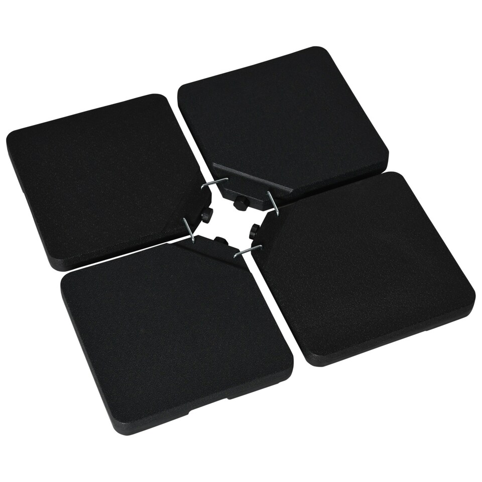 image 1 of Outsunny Set of 4 Parasol Base Weights for Cantilever Umbrella, Black