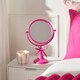 image 1 of OHS Bow Pedestal Free Standing Swing Makeup Vanity Mirror | Pink | Hot Pink