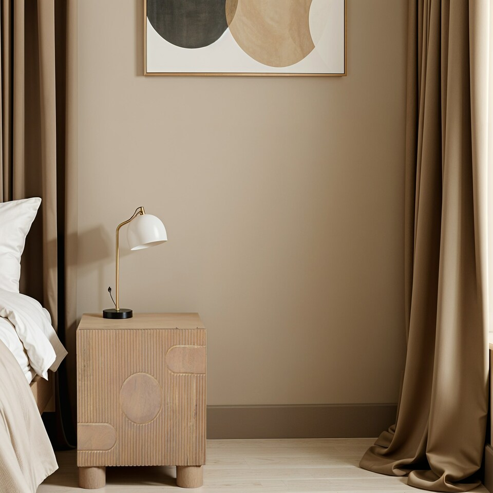 image 1 of Ajmer Solid Wood Bedside Table Brown