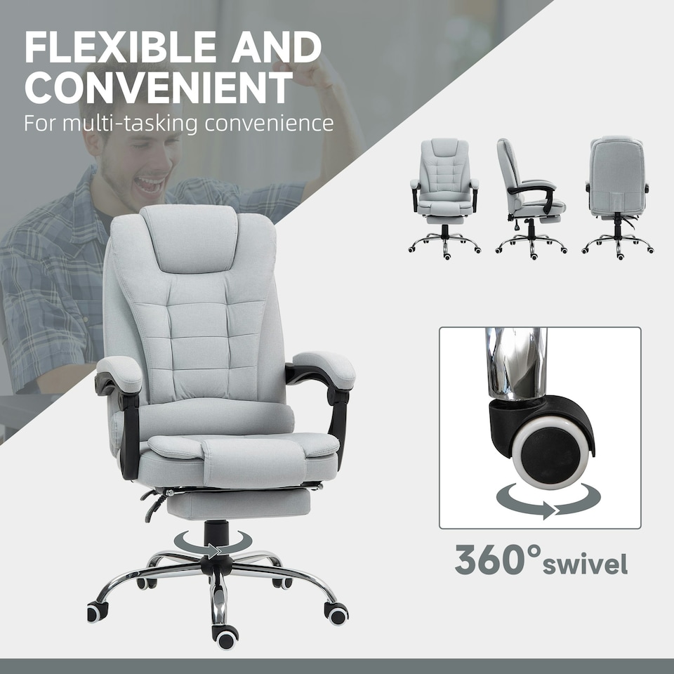 image 1 of HOMCOM Executive Office Chair Swivel Chair with Footrest Light Grey 