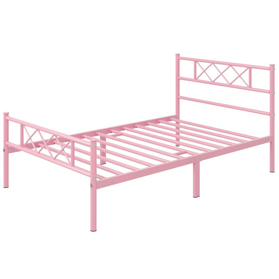 image 1 of Yaheetech 3ft Single Simple Metal Bed Frame Mattress Foundation Pink