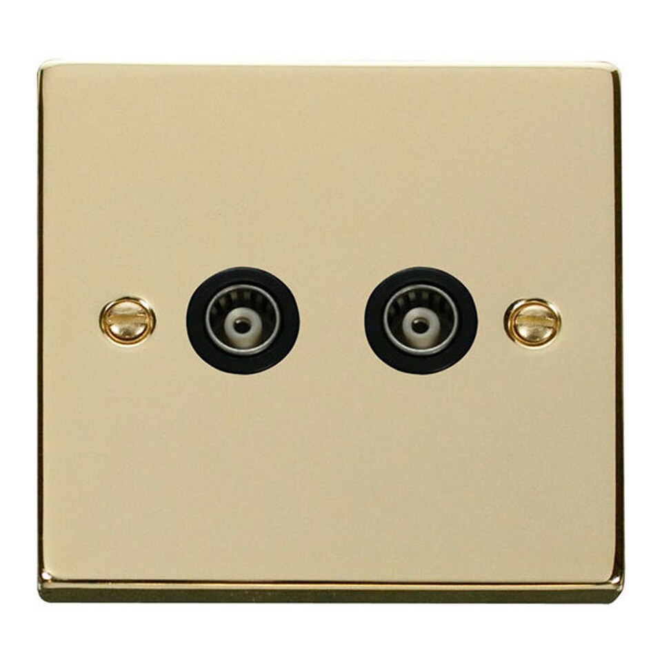 SE HOME Polished Brass Twin Isolated Coaxial Socket | Gold | Polished Brass