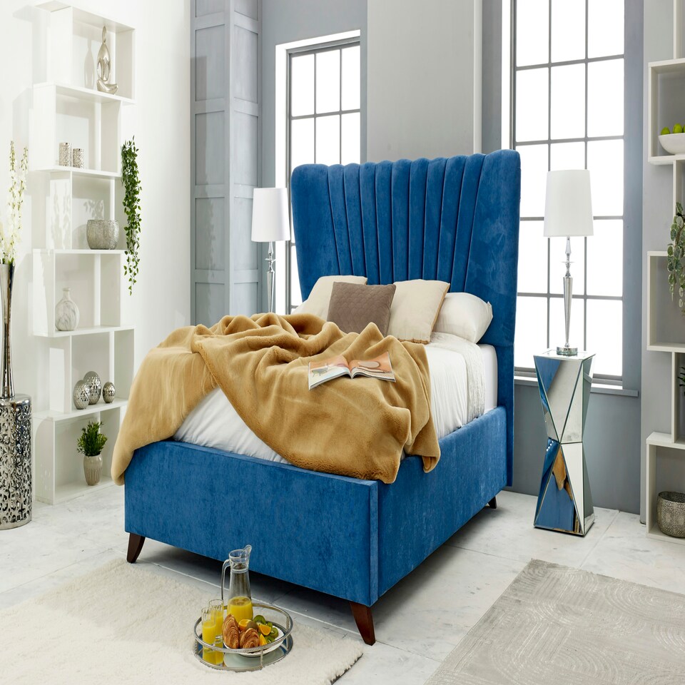 image 1 of Dura Plush King Bed Frame - Blue