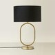image 3 of ValueLights Antonia Black Velvet Drum Lamp Shade Brushed Gold Oval Table Lamp with LED Bulb Gold