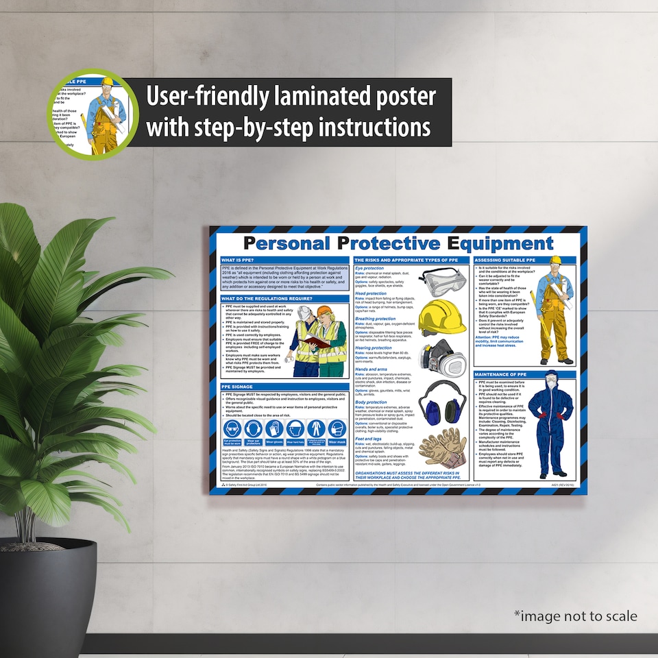 image 1 of Pegdev Personal Protective Equipment A2 Landscape Laminated Health & Safety Poster