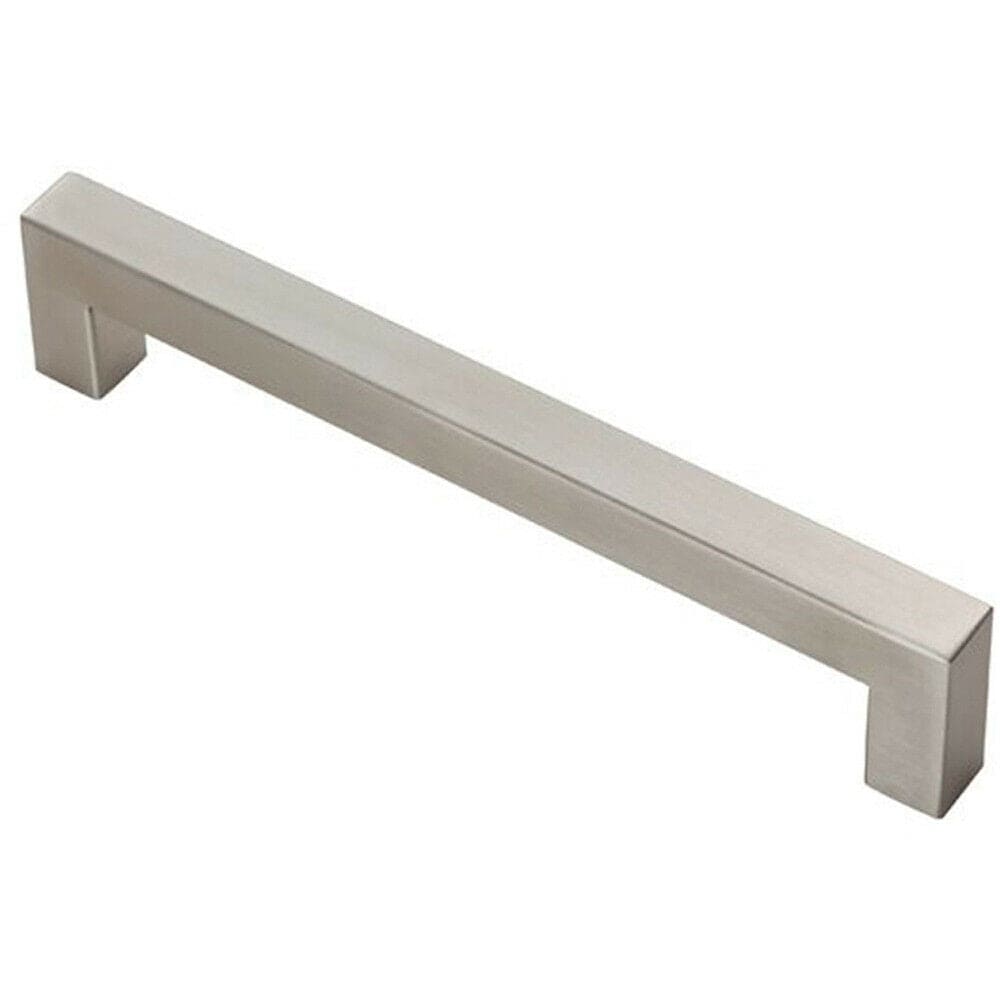 Loops Square Linear Block Pull Handle 174 x 14mm 160mm Fixing Centres Satin Steel in Metallics