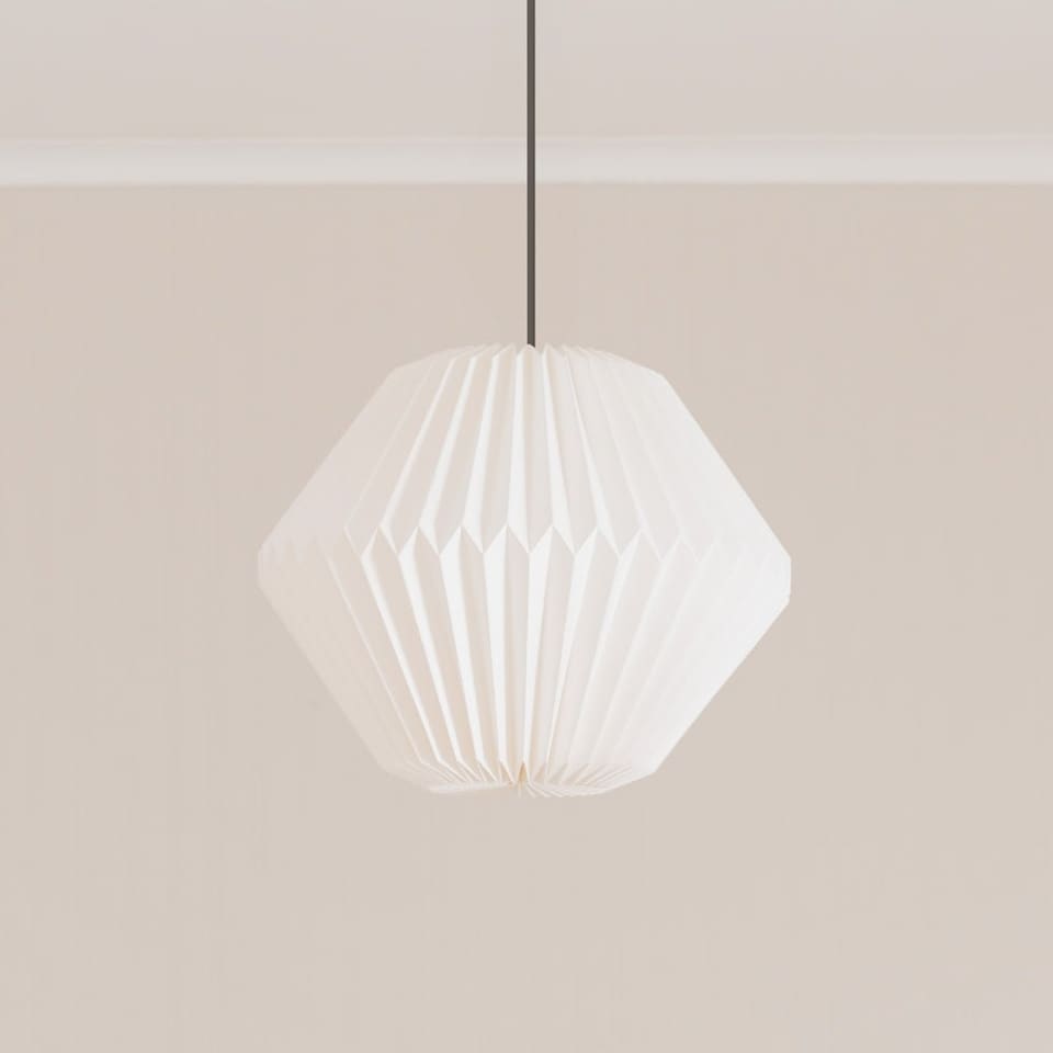 image 1 of ValueLights Astrid Geometric Origami Hexagon Pleat Lamp Shade | White