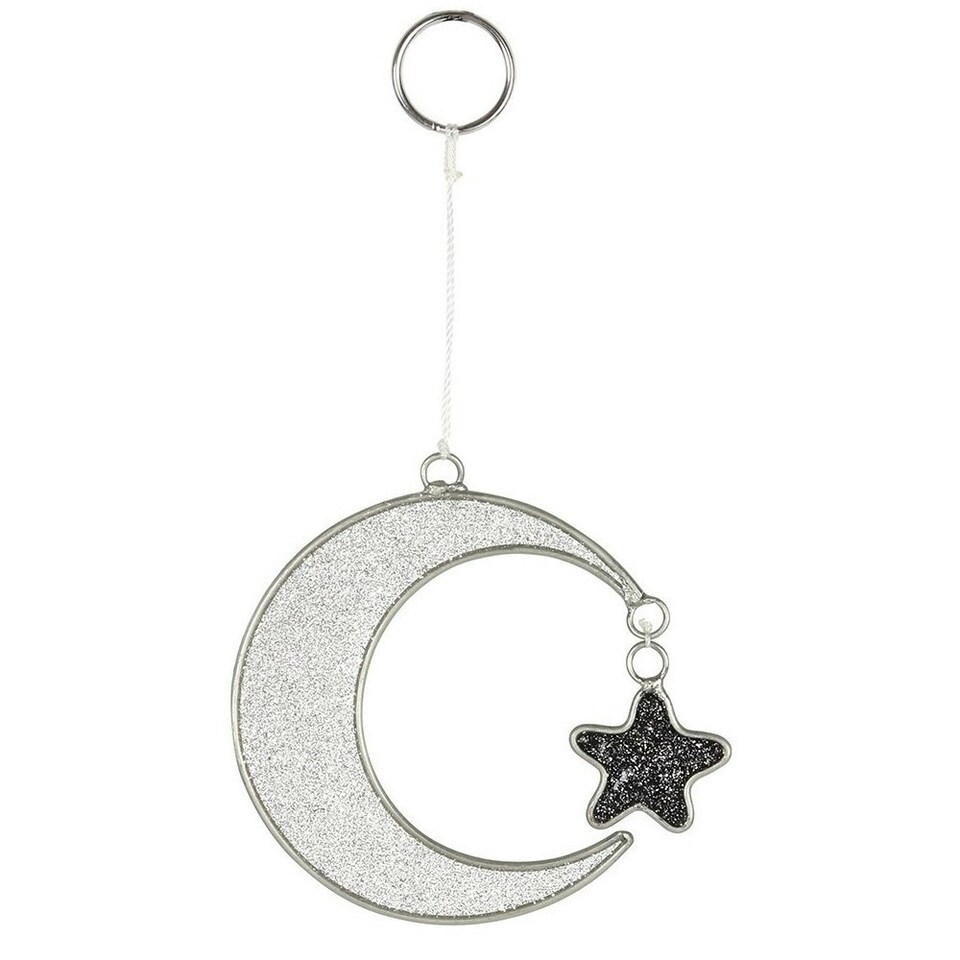 Something Different Mystical Crescent Moon Suncatcher - Silver/Black - One Size